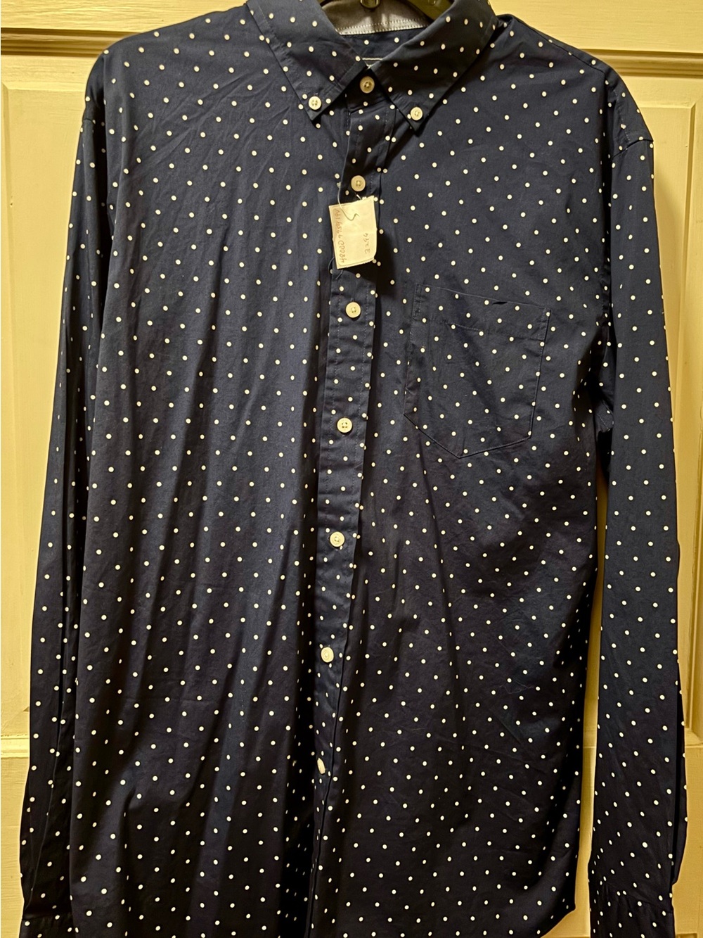 crown & ivy Navy with White Polka Dot Button-Down Shirt